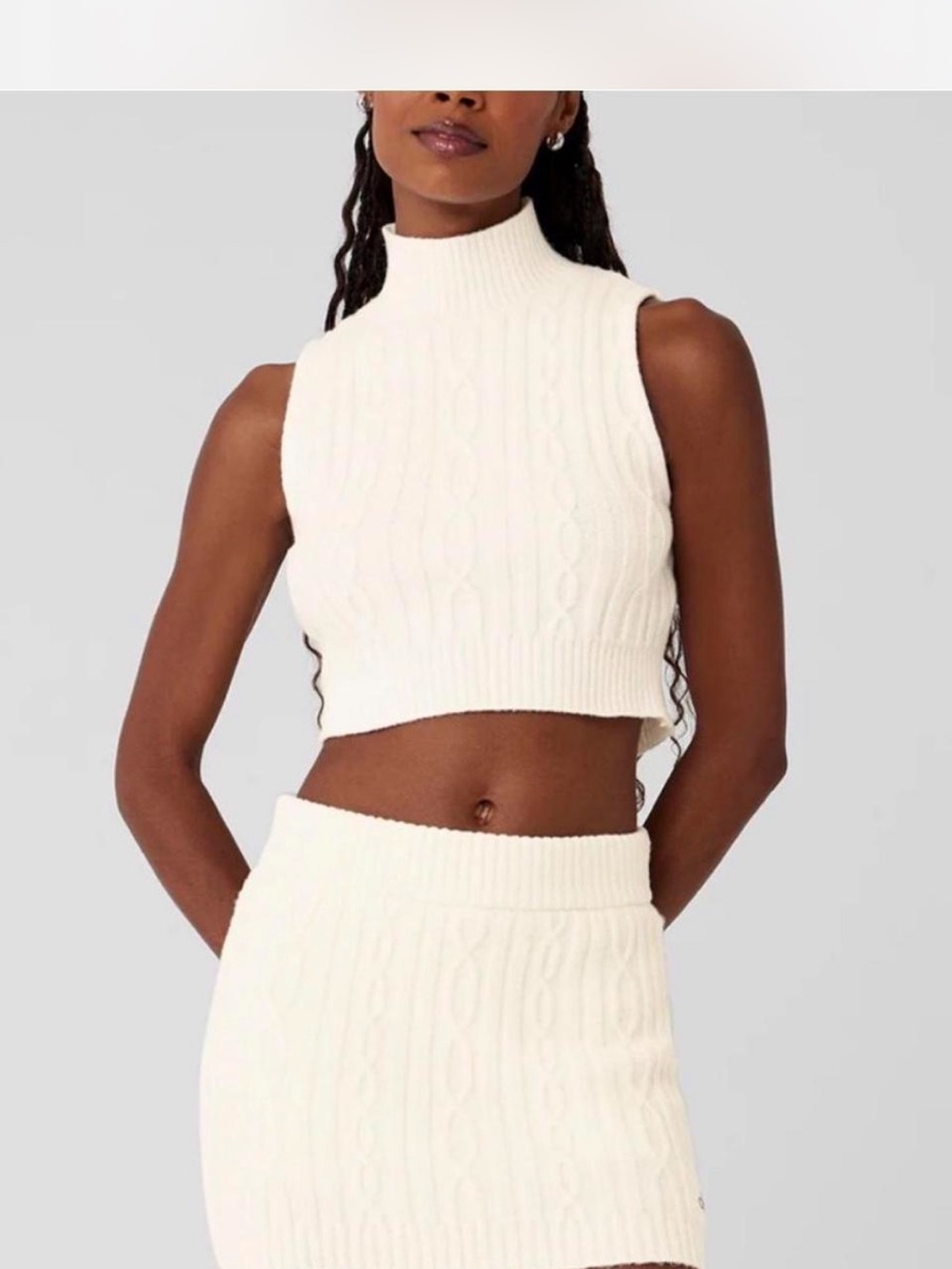 Alo yoga cream knit skirt and top set xs